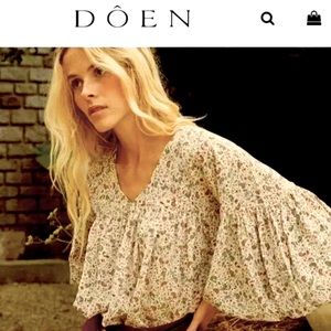 Doen Women's Savona Top Silk Crepe de Chine Paisley Printed Blouse Tunic Top S